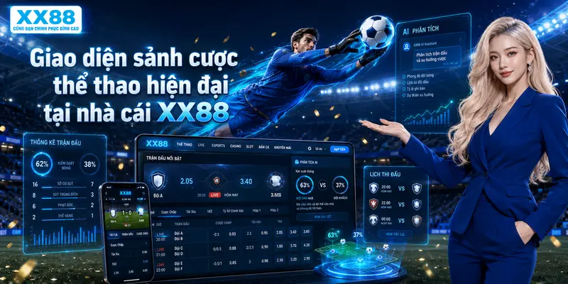Giao diện sảnh cược thể thao hiện đại tại nhà cái XX88